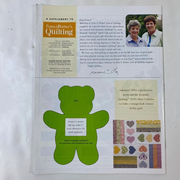 Keepsake Quilting Quick Gifts Book With 10 Ideas  Fons & Porters Quilting Supple - Picture 2 of 5